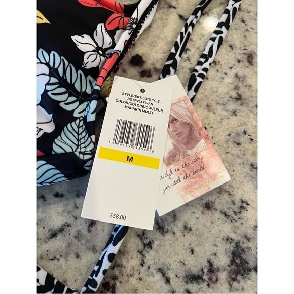 JESSICA SIMPSON Women's Adjustable Cropped Cami Bikini Top - Picture 6 of 7